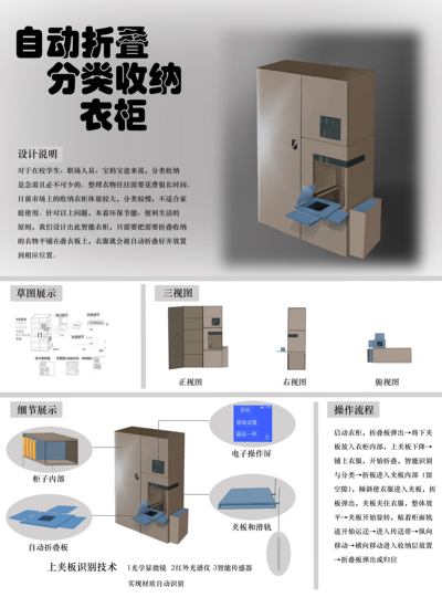 自动折叠分类收纳衣柜