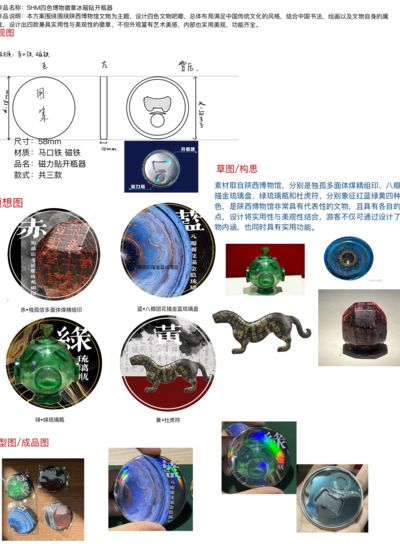 SHM四色博物徽章冰箱贴开瓶器