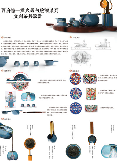 西府忆—社火马勺脸谱系列文创茶具设计