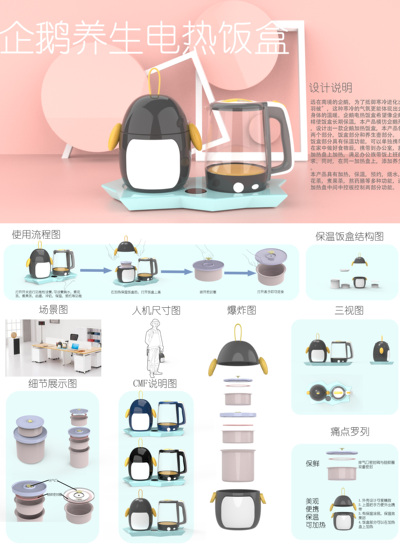 企鹅养生电热饭盒