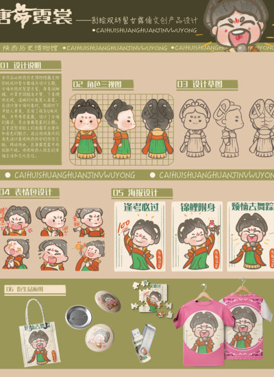 唐舞霓裳——彩绘双环髻女舞俑文创产品设计