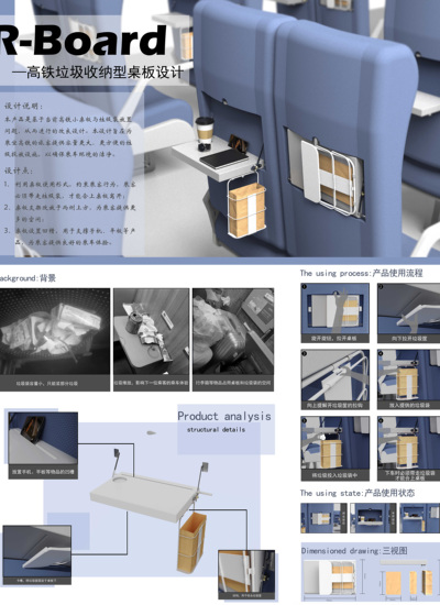 “R-Board”高铁垃圾收纳型桌板设计