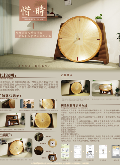 惜时--为拖延症人群 设计的一款四象限管理法则办公桌