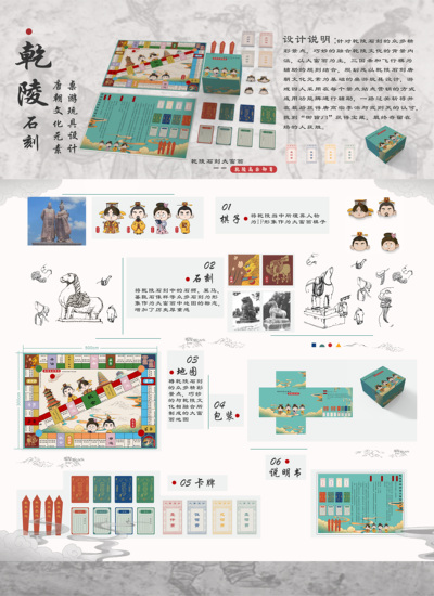 乾陵石刻唐朝文化元素桌游玩具设计