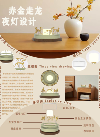 赤金走龙夜灯设计