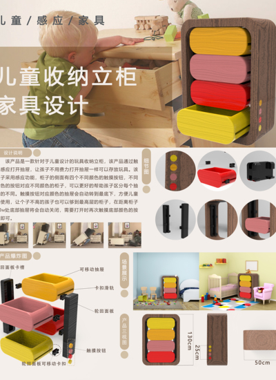 儿童收纳立柜家具设计