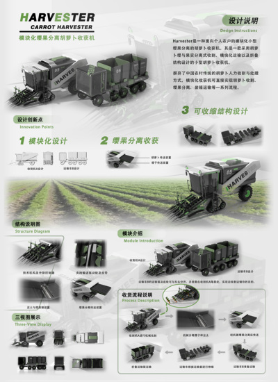 模块化的缨果分离胡萝卜收获机