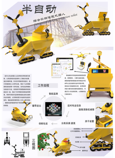 半自动综合采摘灌溉机器人