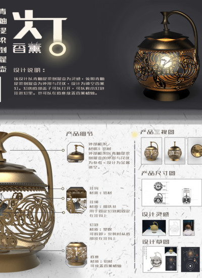 青釉提梁倒灌壶香薰灯