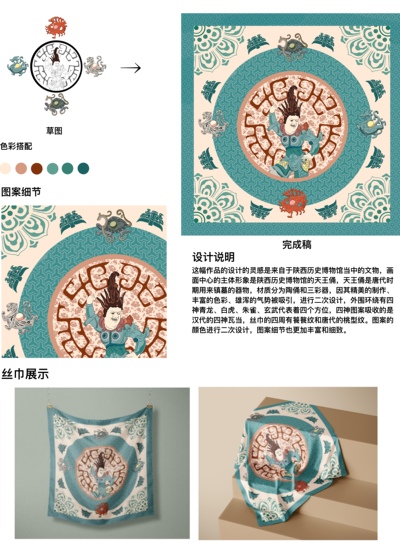 镇天王丝巾设计