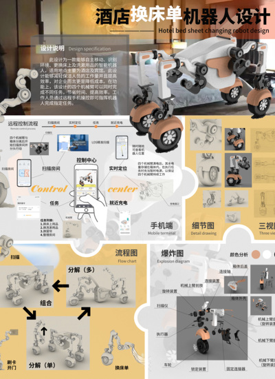 酒店换床单机器人设计