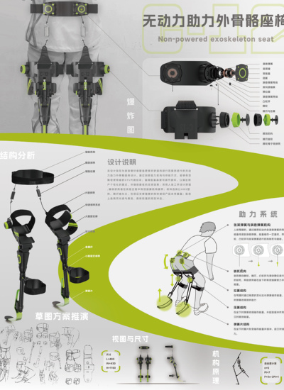 无动力助力外骨骼座椅设计