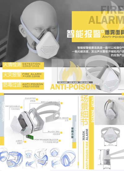 智能报警烟雾面具