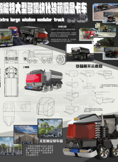 智能特大型多模块化货箱概念卡车