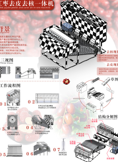 红枣去皮去核一体机