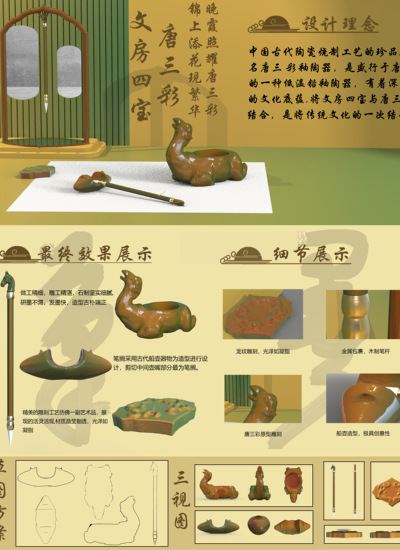 唐三彩文房四宝