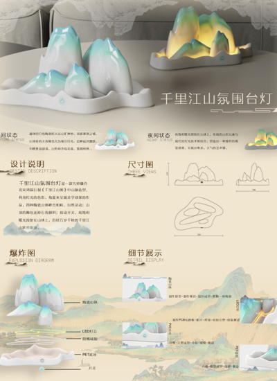 千里江山氛围台灯