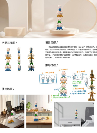 三彩小人多功能冰箱贴