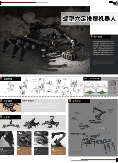 蝎型六足排爆机器人