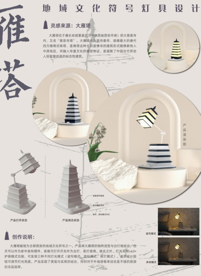 雁塔地域文化符号灯具设计