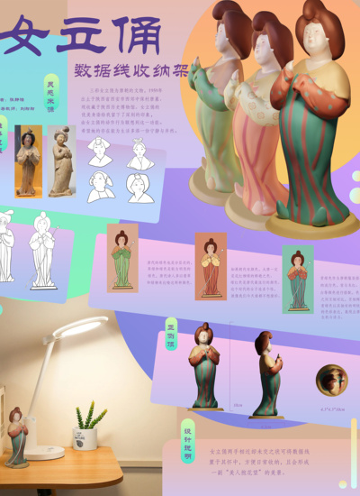 女立俑数据线收纳架