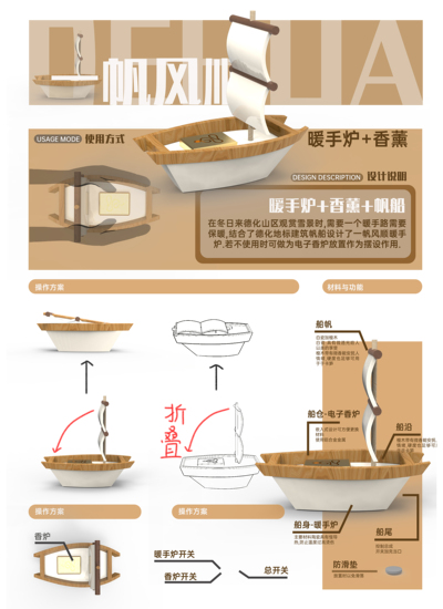 暖手炉香薰帆船