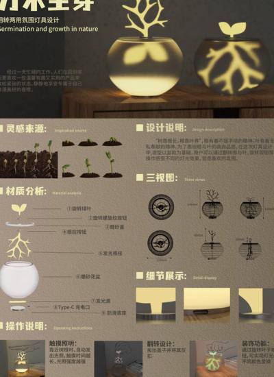 “万木生芽”翻转灯具设计