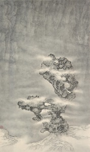 肖剑波《云雾藏山1》纸本水墨50×82cm 2017